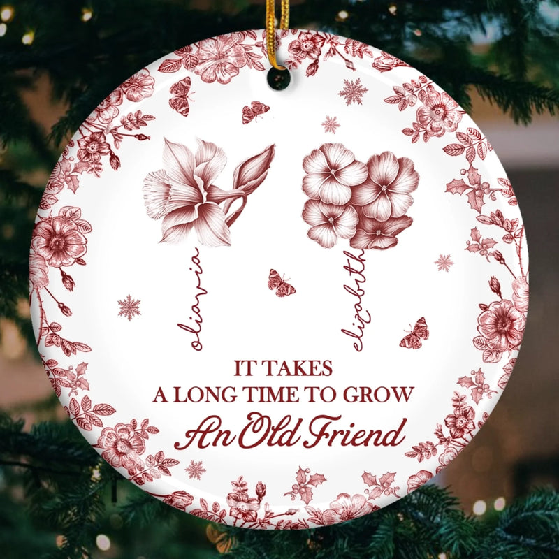 Custom Ceramic Ornament - Personalized Best Friend Birthday Gifts For Women, Besties, Sisters, BFF - True Friendship Takes Time