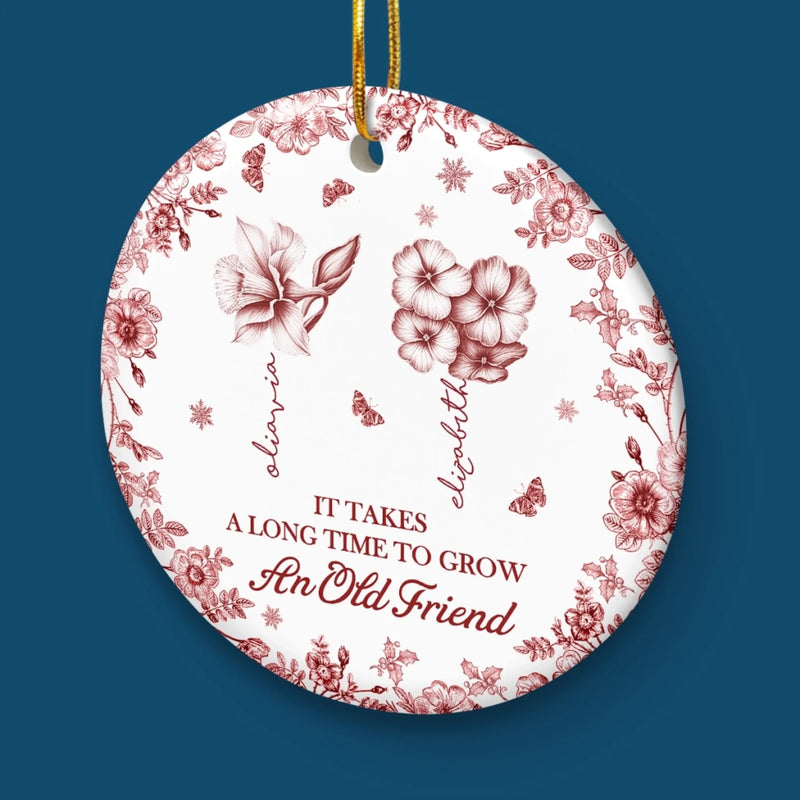 Custom Ceramic Ornament - Personalized Best Friend Birthday Gifts For Women, Besties, Sisters, BFF - True Friendship Takes Time