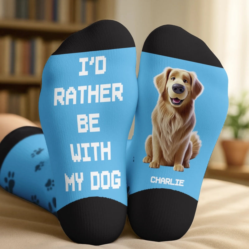 Custom Crew Socks - Personalized Birthday Gifts For Dog Lovers, Dog Dad And Mom - Chillin’ With My Fur Buddy