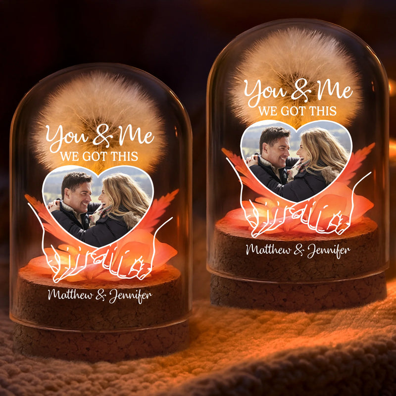 Custom Photo Light Up Dandelion In Glass Dome - Personalized Anniversary Wedding Gifts For Husband And Wife, Him And Her - Our Story, Our Way