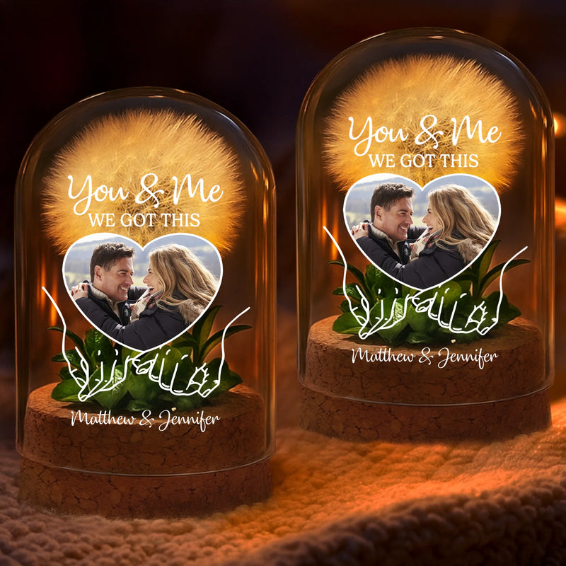 Custom Photo Light Up Dandelion In Glass Dome - Personalized Anniversary Wedding Gifts For Husband And Wife, Him And Her - Our Story, Our Way