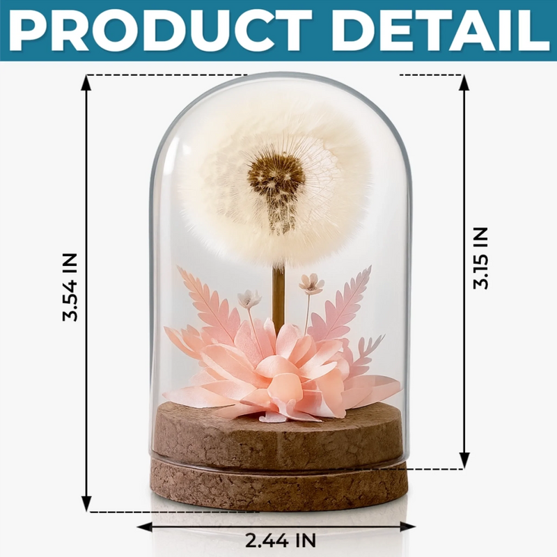 Custom Photo Light Up Dandelion In Glass Dome - Personalized Anniversary Wedding Gifts For Husband And Wife, Him And Her - Our Story, Our Way