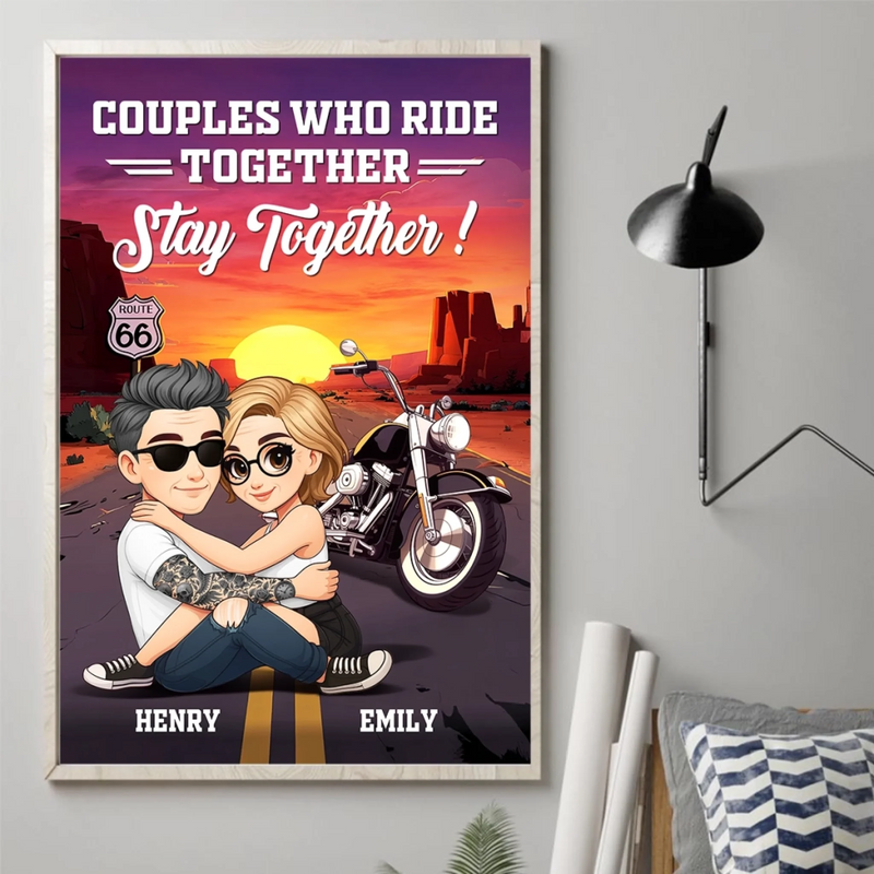 Custom Vertical Poster - Personalized Anniversary Wedding Gifts For Husband And Wife, Him And Her, Biker Lovers - Ride Together, Love Forever