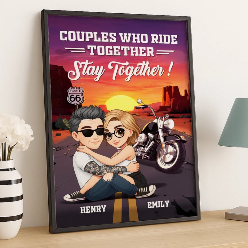 Custom Vertical Poster - Personalized Anniversary Wedding Gifts For Husband And Wife, Him And Her, Biker Lovers - Ride Together, Love Forever