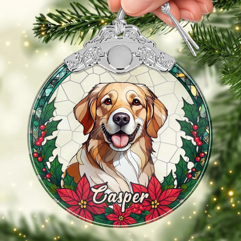 Custom Photo Glass Ornament - Personalized Christmas Birthday Gifts For Dog Cat Lovers, Dog Dad And Mom, Cat Owners - Merry Woofmas