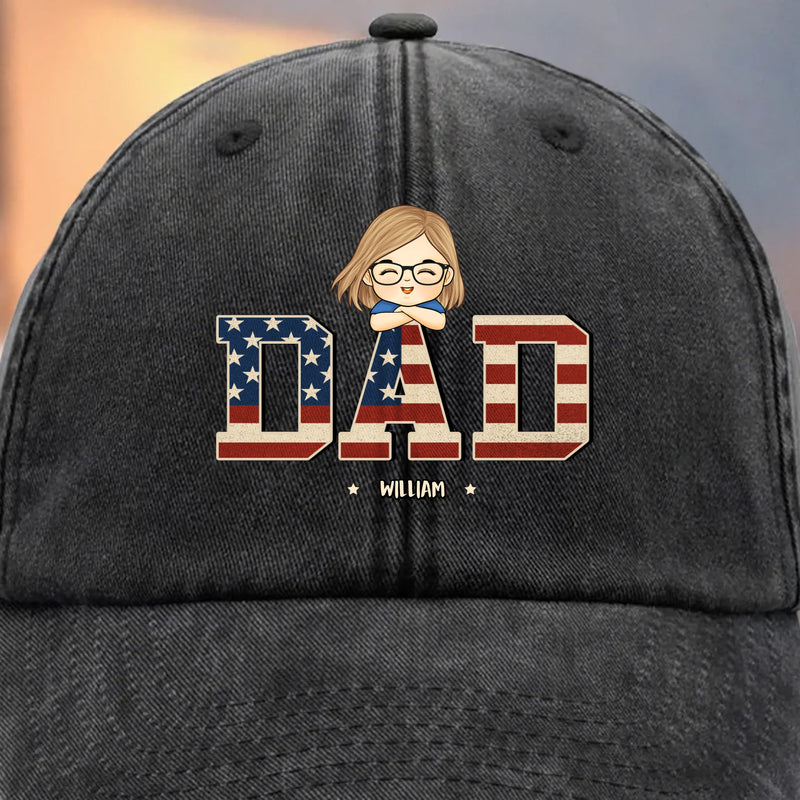 All Love, All Papa - Family Personalized Custom Vintage Washed Denim Baseball Cap - Father's Day, Gift For Dad