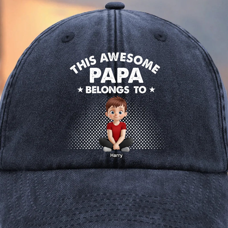 Oh Crap, I Have Kids - Family Personalized Custom Vintage Washed Denim Baseball Cap - Father's Day, Gift For Dad, Grandpa