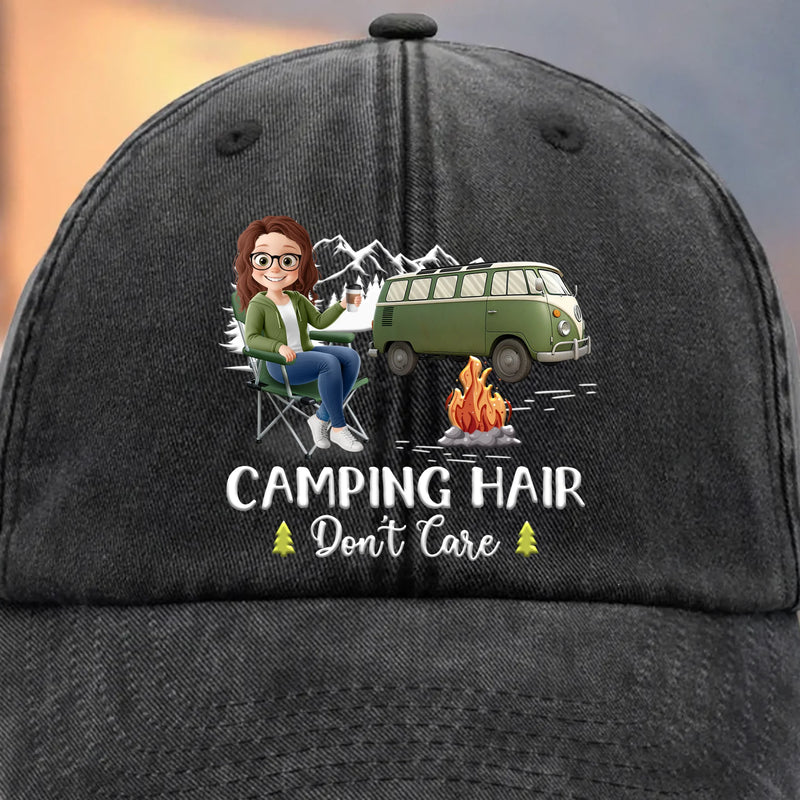Life’s Better Around A Campfire - Camping Personalized Custom Vintage Washed Denim Baseball Cap - Gift For Camping Lovers