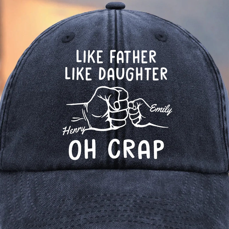 Matching Genes, Matching Mess - Family Personalized Custom Vintage Washed Denim Baseball Cap - Father's Day, Gift For Dad, Daughter