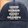 Built To Be A Legend - Family Personalized Custom Vintage Washed Denim Baseball Cap - Father's Day, Gift For Dad, Grandpa