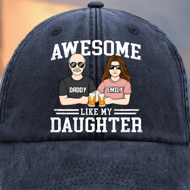 Cool Dad, Cooler Daughter - Family Personalized Custom Vintage Washed Denim Baseball Cap - Father's Day, Gift For Dad
