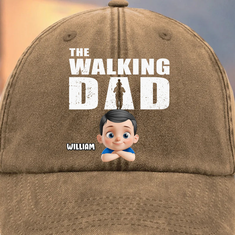 The Stroll Is Real - Family Personalized Custom Vintage Washed Denim Baseball Cap - Father's Day, Gift For Dad