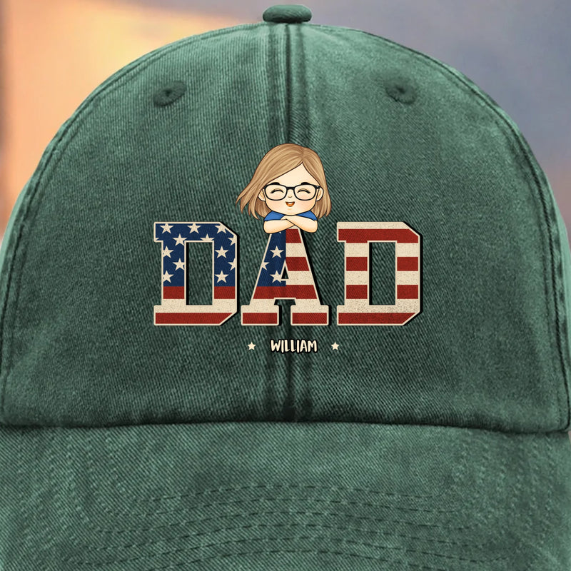 All Love, All Papa - Family Personalized Custom Vintage Washed Denim Baseball Cap - Father's Day, Gift For Dad