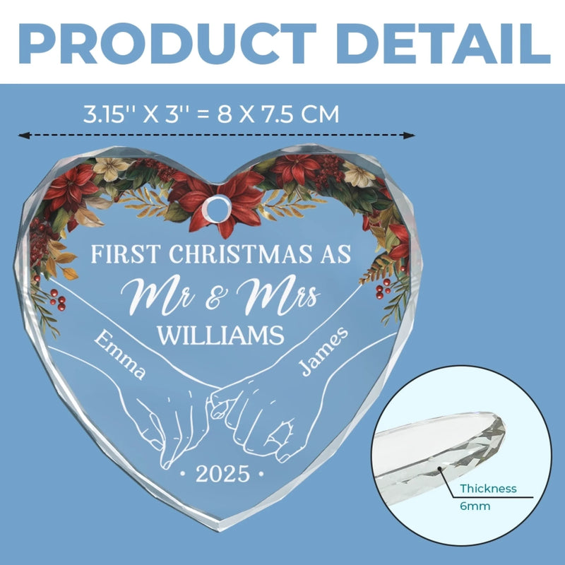 The Only Gift I Want This Year Is Your Presence - Couple Personalized Custom Heart Glass Ornament - Christmas Gift For Husband Wife, Anniversary, First Christmas