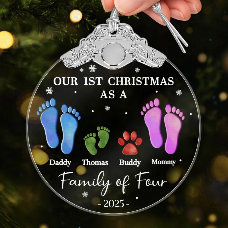 Custom Glass Ornament - Personalized Christmas Birthday Gifts For Mom, Dad, Kids - First Christmas, Full House