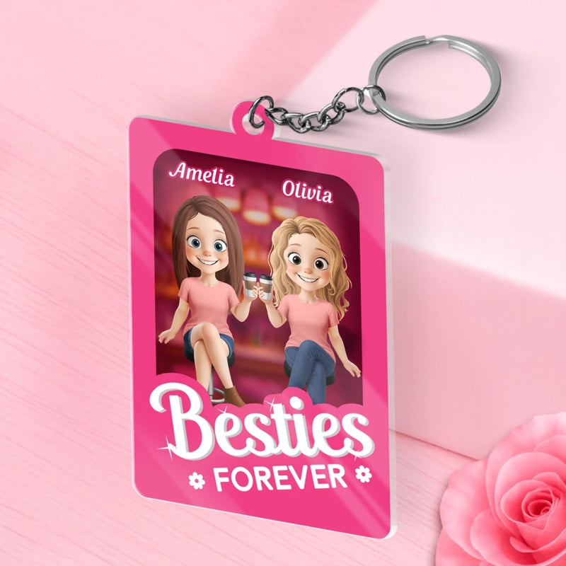 Custom Shaped Acrylic Keychain - Personalized Best Friend Birthday Gifts For Women, Besties, Sisters, BFF - Partners In Crime
