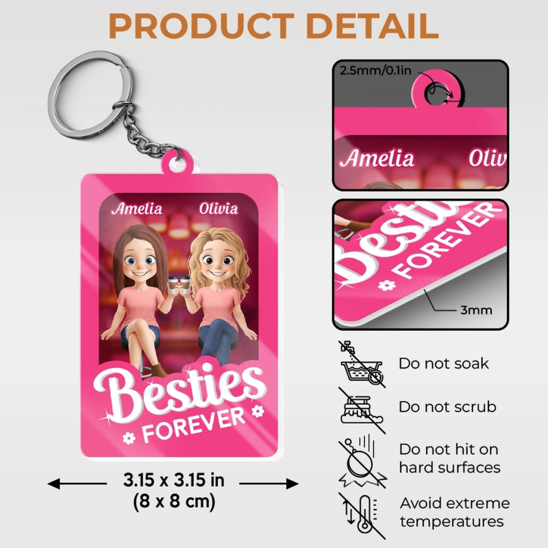 Custom Shaped Acrylic Keychain - Personalized Best Friend Birthday Gifts For Women, Besties, Sisters, BFF - Partners In Crime