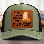 Custom Shaped Leather Patch Hat - Personalized Birthday Gifts For Cat Lovers, Mom, Dad - Owned By The Cat Proudly