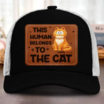 Custom Shaped Leather Patch Hat - Personalized Birthday Gifts For Cat Lovers, Mom, Dad - Owned By The Cat Proudly