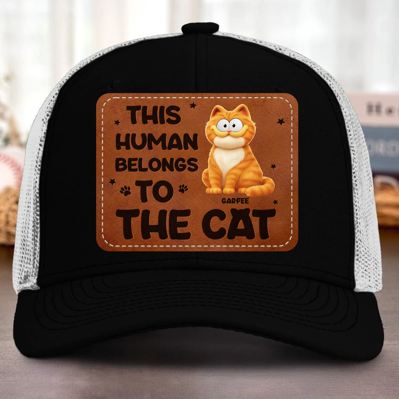 Custom Shaped Leather Patch Hat - Personalized Birthday Gifts For Cat Lovers, Cat Mom And Dad - Owned By The Cat Proudly