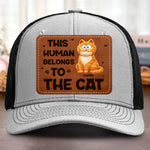 Custom Shaped Leather Patch Hat - Personalized Birthday Gifts For Cat Lovers, Mom, Dad - Owned By The Cat Proudly