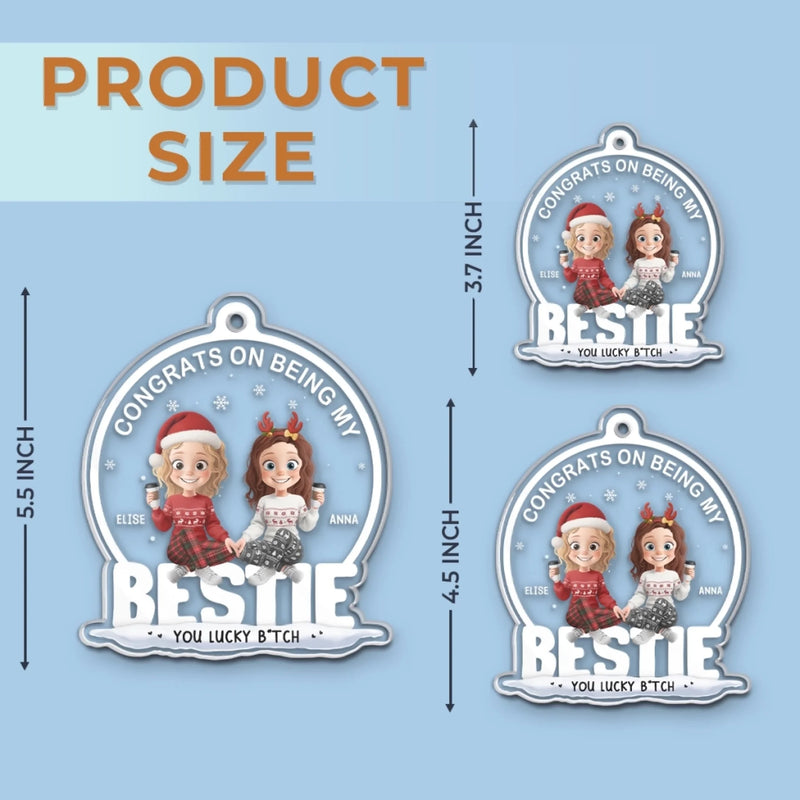Custom Acrylic Ornament - Personalized Christmas Best Friend Birthday Gifts For Women, Besties, Sisters, BFF - Cheers To Endless Friendship