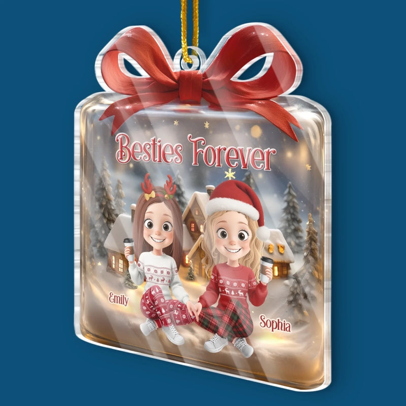 Custom Acrylic Ornament - Personalized Christmas Best Friend Birthday Gifts For Women, Besties, Sisters, BFF - Besties Forever Holiday Cheer
