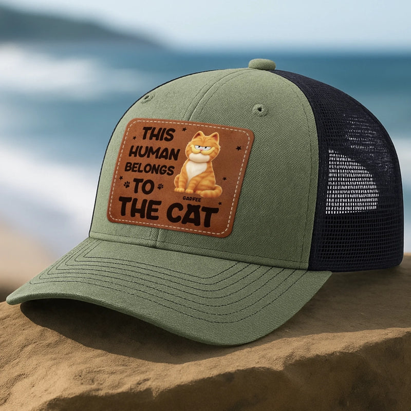 Custom Shaped Leather Patch Hat - Personalized Birthday Gifts For Cat Lovers, Cat Mom And Dad - Owned By The Cat Proudly