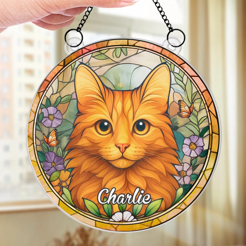 Custom Photo Window Hanging Suncatcher Ornament - Personalized Pet Memorial Sympathy Gifts For Dogs, Cats - Furry Friend, Sunny Window