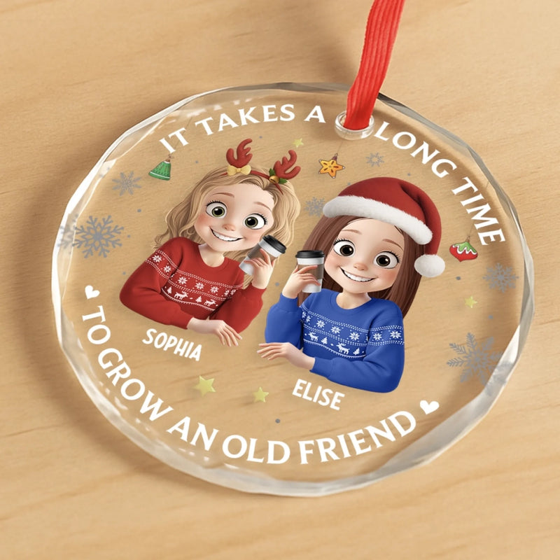 Custom Circle Glass Ornament - Personalized Christmas Best Friend Birthday Gifts For Women, Besties, Sisters, BFF - Together Since Forever