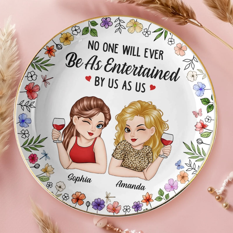 Custom Full-Print Round Jewelry Dish - Personalized Best Friend Birthday Gifts For Women, Besties, Sisters, BFF - We Talk, We Laugh, We Wine