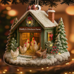 Custom Wood Ornament - Personalized Christmas Birthday Gifts For Chicken Lovers, Farmers, Homesteaders - Chicken Love, Farm Life, Christmas Joy
