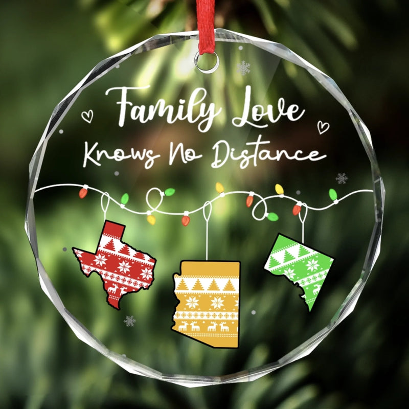 Custom Long Distance Circle Glass Ornament - Personalized Christmas Best Friend Birthday Gifts For Women, Besties, Sisters, BFF, Family - Wish We Were Closer Always