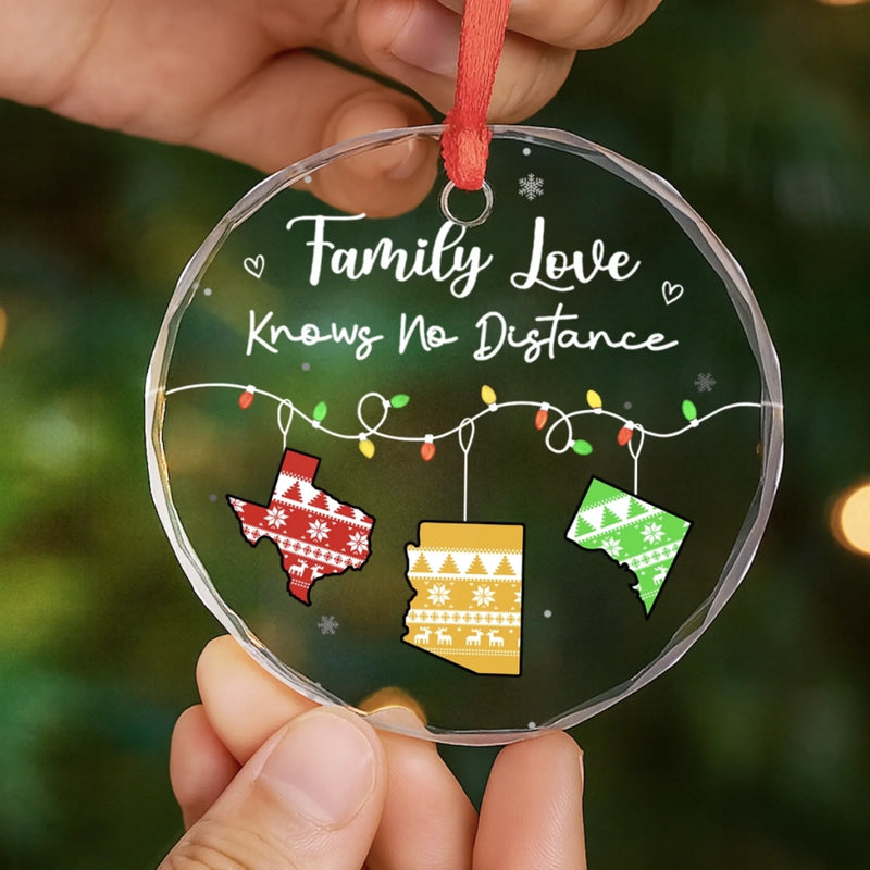 Custom Long Distance Circle Glass Ornament - Personalized Christmas Best Friend Birthday Gifts For Women, Besties, Sisters, BFF, Family - Wish We Were Closer Always