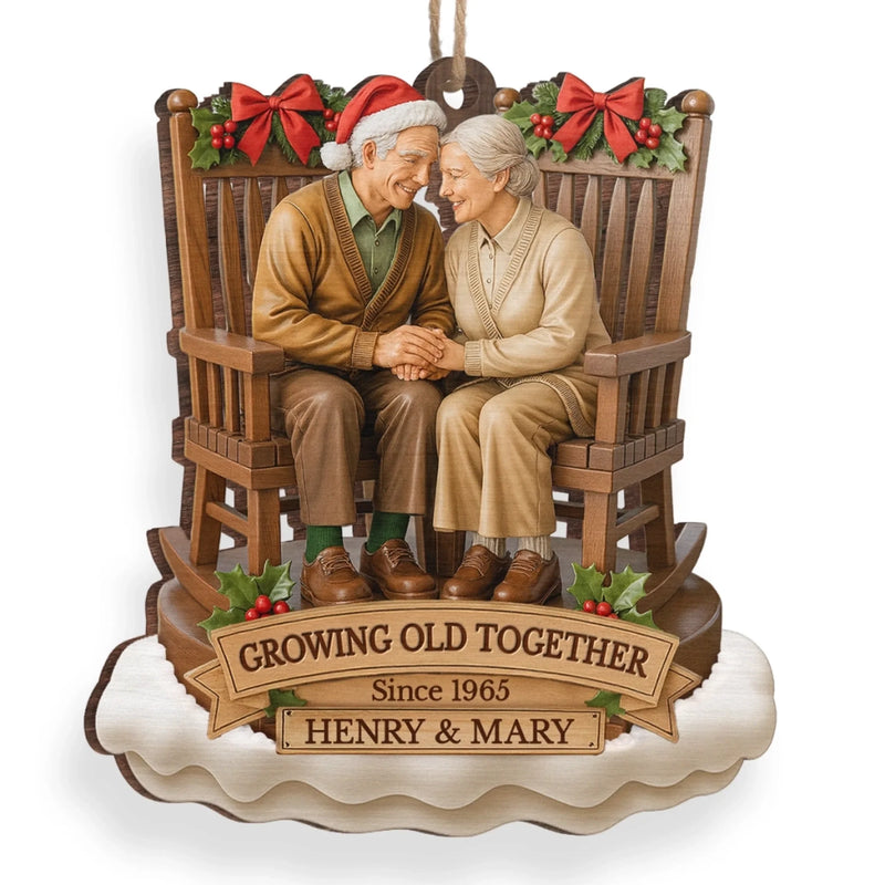 Custom Wood Ornament - Personalized Anniversary Christmas Wedding Gifts For Husband And Wife, Him And Her - Love Grows With The Years