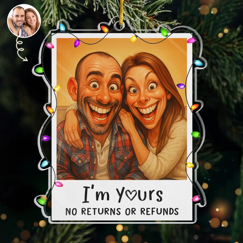 Custom Photo Funny Caricature Acrylic Ornament - Personalized Anniversary Christmas Wedding Gifts For Husband And Wife, Him And Her - Our Christmas Clause