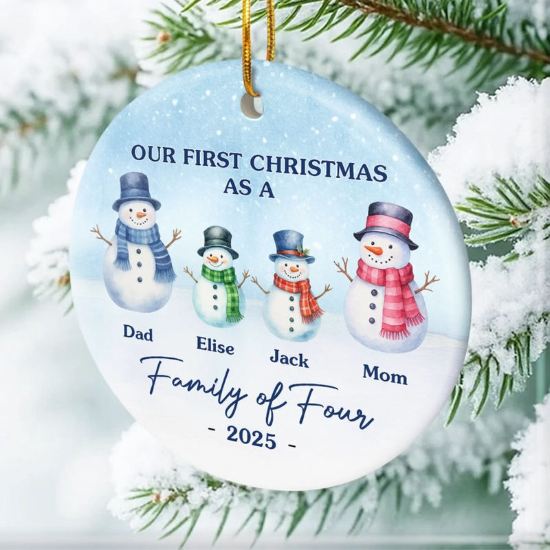 Custom Ceramic Ornament - Personalized Christmas Birthday Gifts For Mom, Dad, Kids - Our Frosty Family