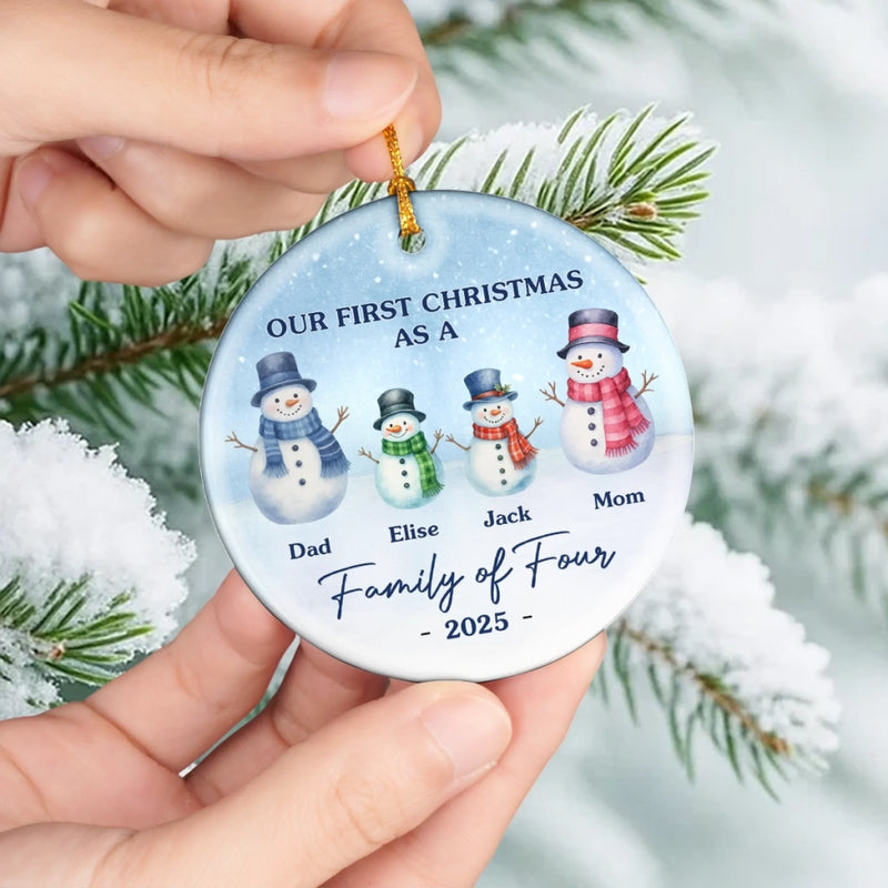 Custom Ceramic Ornament - Personalized Christmas Birthday Gifts For Mom, Dad, Kids - Our Frosty Family