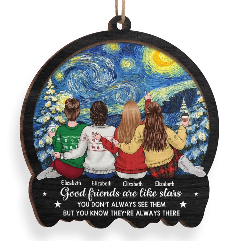 Custom Wood Ornament - Personalized Best Friend Christmas Birthday Gifts For Women, Besties, Sisters, BFF - Friends Until The Stars Fade