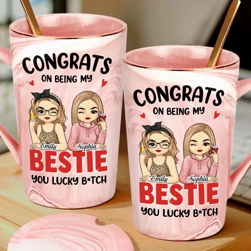 Custom 14oz Marble Mug - Personalized Best Friend Birthday Gifts For Women, Besties, Sisters, BFF - Partners In Chaos