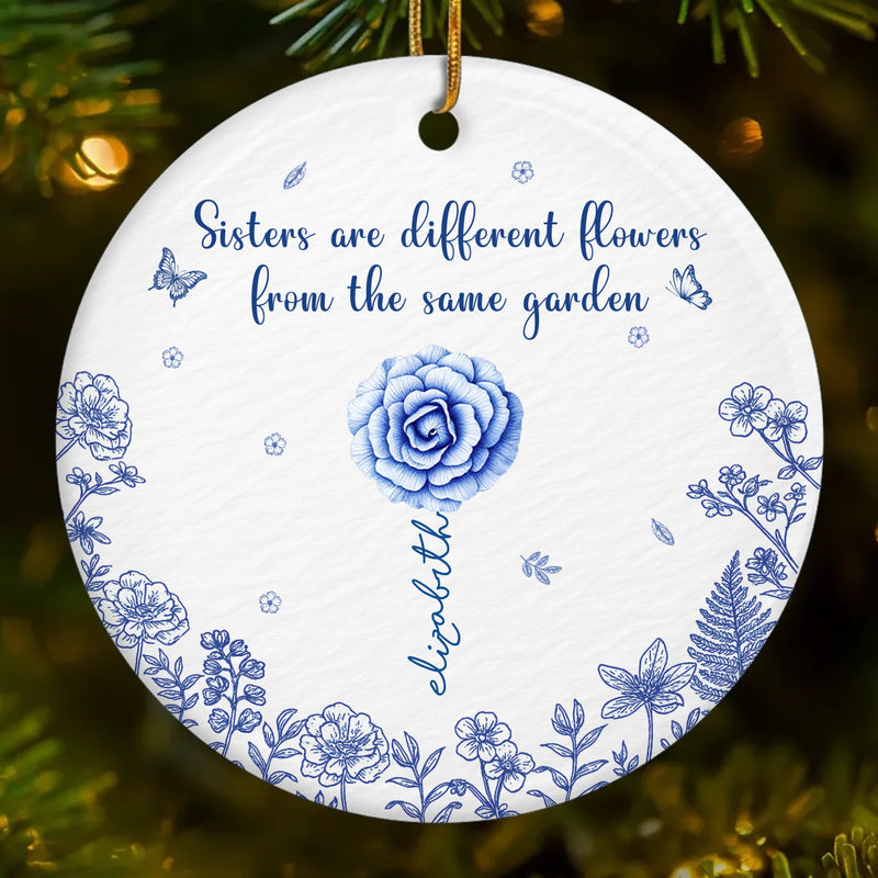 Custom Ceramic Ornament - Personalized Best Friend Christmas Birthday Gifts For Women, Besties, Sisters, BFF - Sisters Bloom From the Same Roots