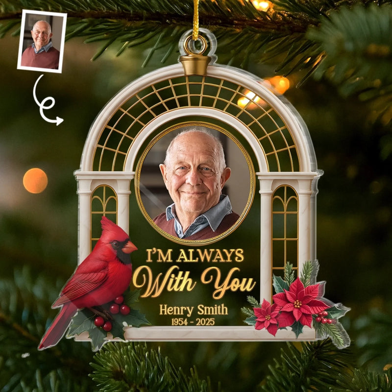 Custom Photo Acrylic Ornament - Personalized Christmas Memorial Sympathy Gifts For Loss Of Mom, Dad - Gone From Sight, Never From Heart