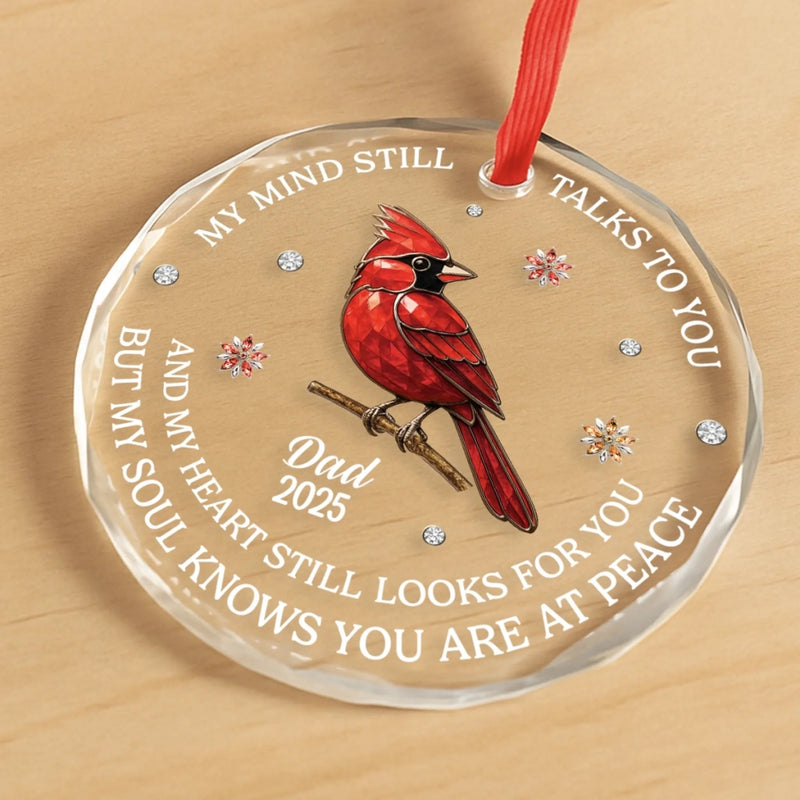 Custom Circle Glass Ornament - Personalized Christmas Memorial Sympathy Gifts For Loss Of Mom, Dad - In Every Season, You’re Here