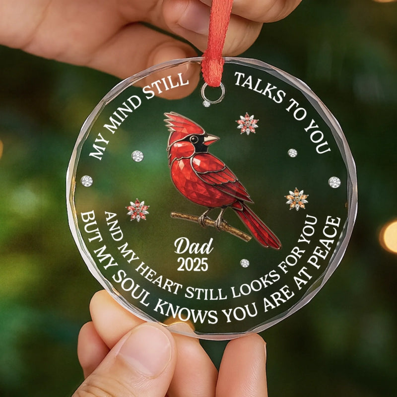 Custom Circle Glass Ornament - Personalized Christmas Memorial Sympathy Gifts For Loss Of Mom, Dad - In Every Season, You’re Here