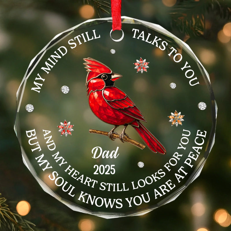 Custom Circle Glass Ornament - Personalized Christmas Memorial Sympathy Gifts For Loss Of Mom, Dad - In Every Season, You’re Here