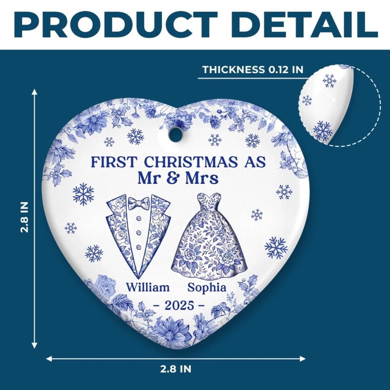 Custom Ceramic Ornament - Personalized Anniversary Christmas Wedding Gifts For Husband And Wife, Him And Her - The Christmas We Became Mr And Mrs