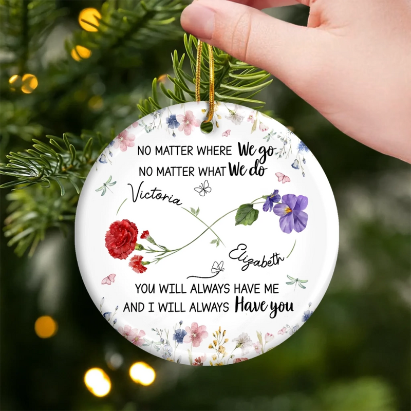 Custom Ceramic Ornament - Personalized Best Friend Christmas Birthday Gifts For Women, Besties, Sisters, BFF - Different Paths, Same Bond