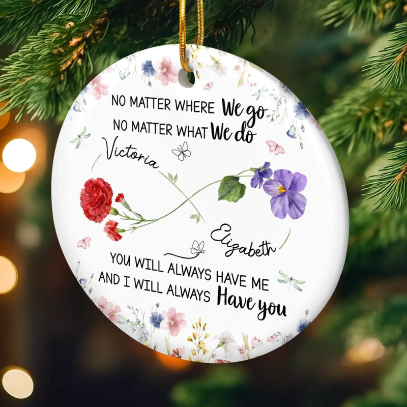 Custom Ceramic Ornament - Personalized Best Friend Christmas Birthday Gifts For Women, Besties, Sisters, BFF - Different Paths, Same Bond