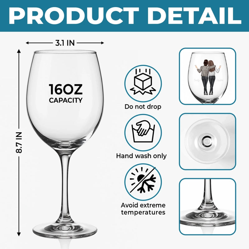 Custom Stemmed Wine Glass - Personalized Birthday Gifts For Mom, Daughter - Partners In Wine And Life