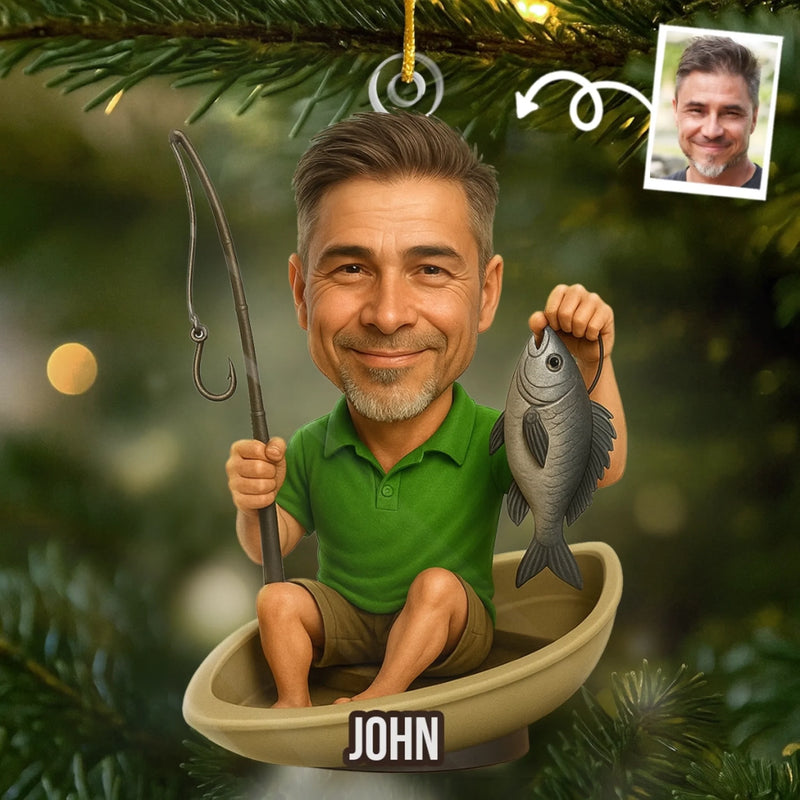 Custom Photo Acrylic Ornament - Personalized Christmas Birthday Fishing Gifts For Fisherman - Catch Of The Day